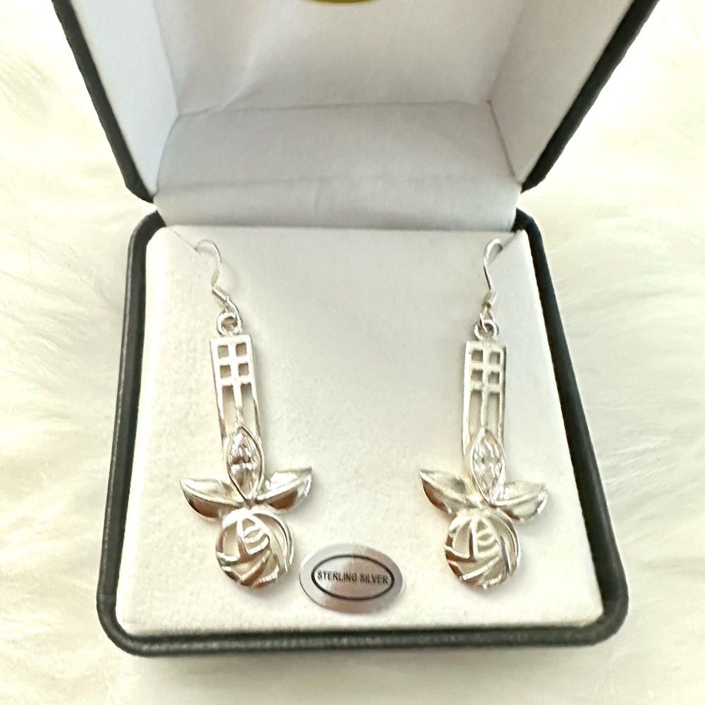SALE! NIB 925 STERLING SILVER ROCK CRYSTAL ANGEL DANGLE EARRINGS